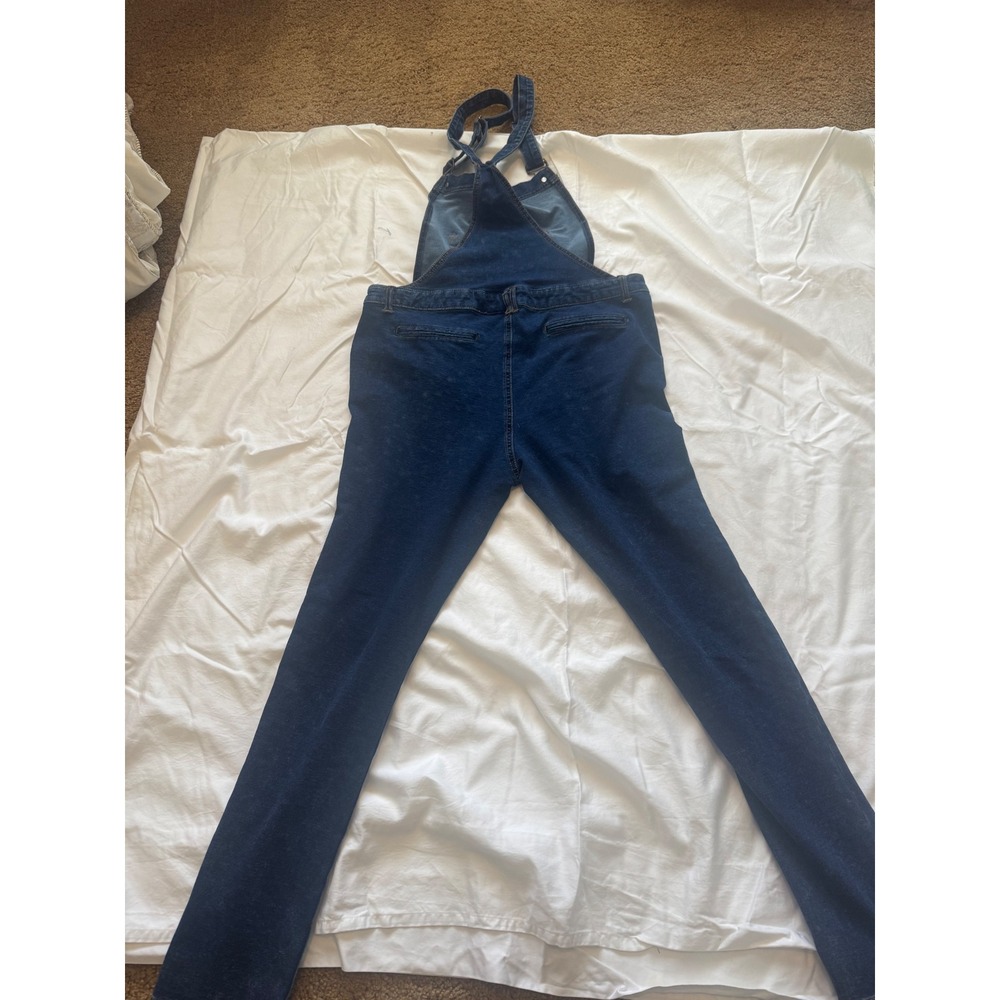 JC JQ Premium Jeans Womens Denim Overalls Dark Wash Slim Leg XL W01150 - Picture 3 of 3